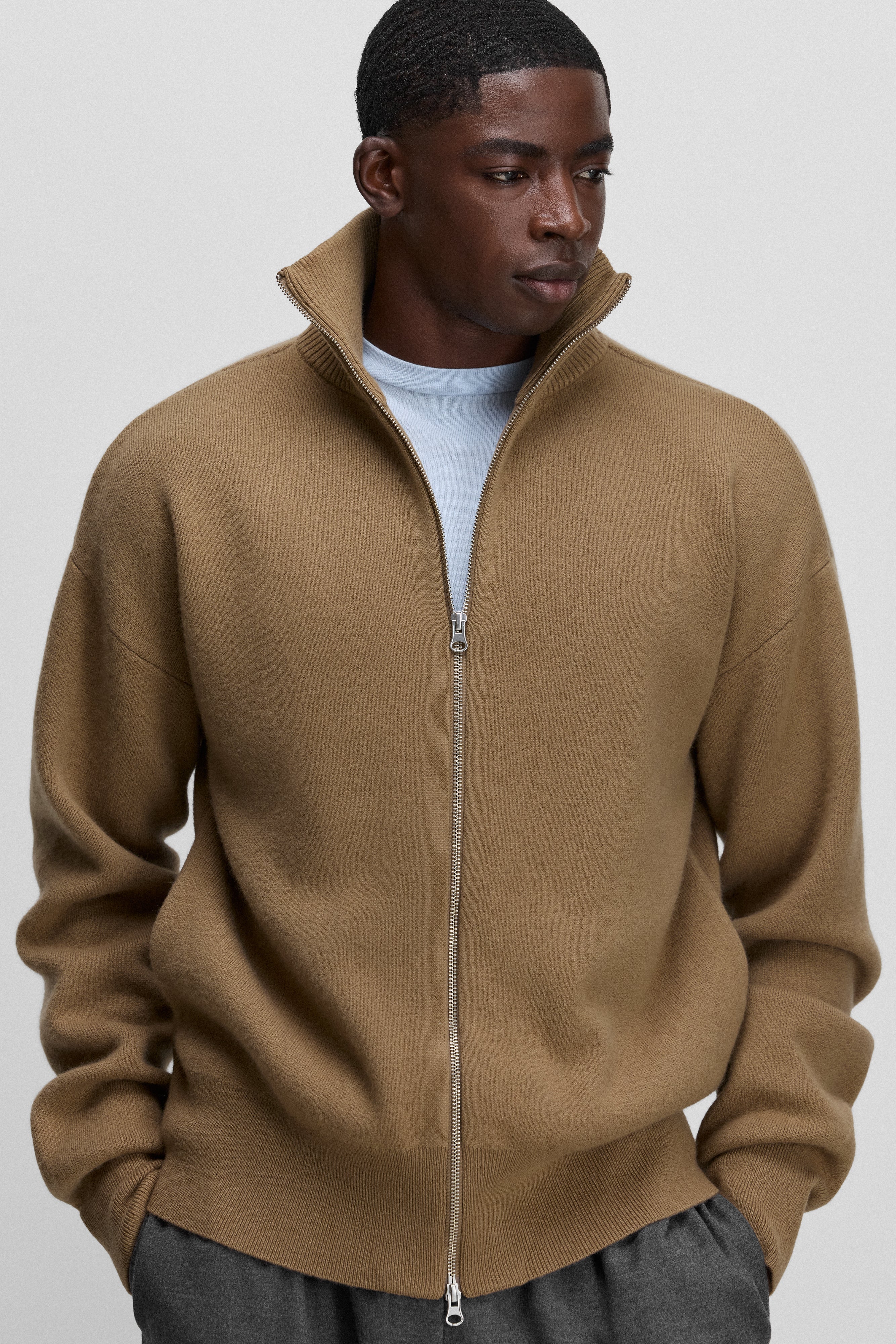cashmere zip-up cardigans